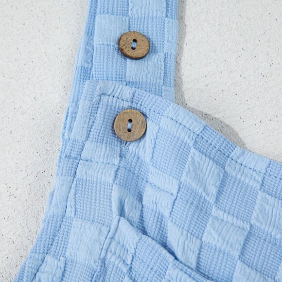 Checkered Pocketed Wide Leg Overalls - Picture 9 of 16